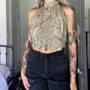 Vintage halter paisley patterned top